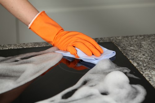 Customer raising a complaint about carpet cleaning service in a professional setting