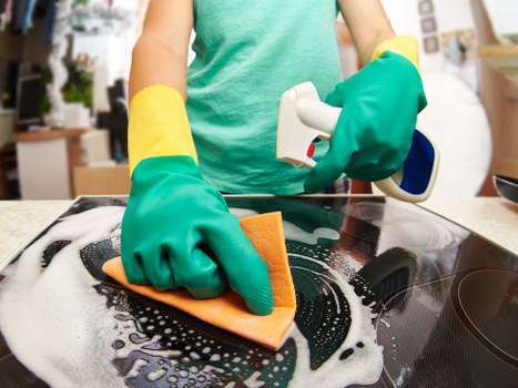 Finished carpet cleaning setup with safe waste handling supplies